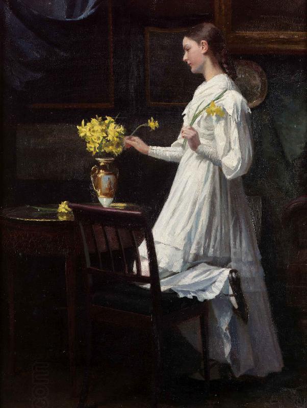 Carl d Unker Arranging daffodils oil painting picture